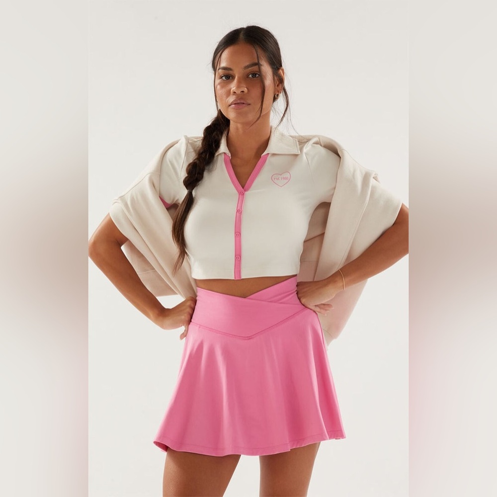 PacSun | PAC 1980 WHISPER Active Crossover Front Mini Skirt in Pink Medium - Picture 2 of 10